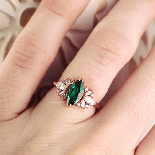 Adeline Marquise Emerald Ring in 14K Rose Gold Vermeil