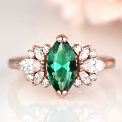 Adeline Emerald Ring- 14K Rose Gold Vermeil