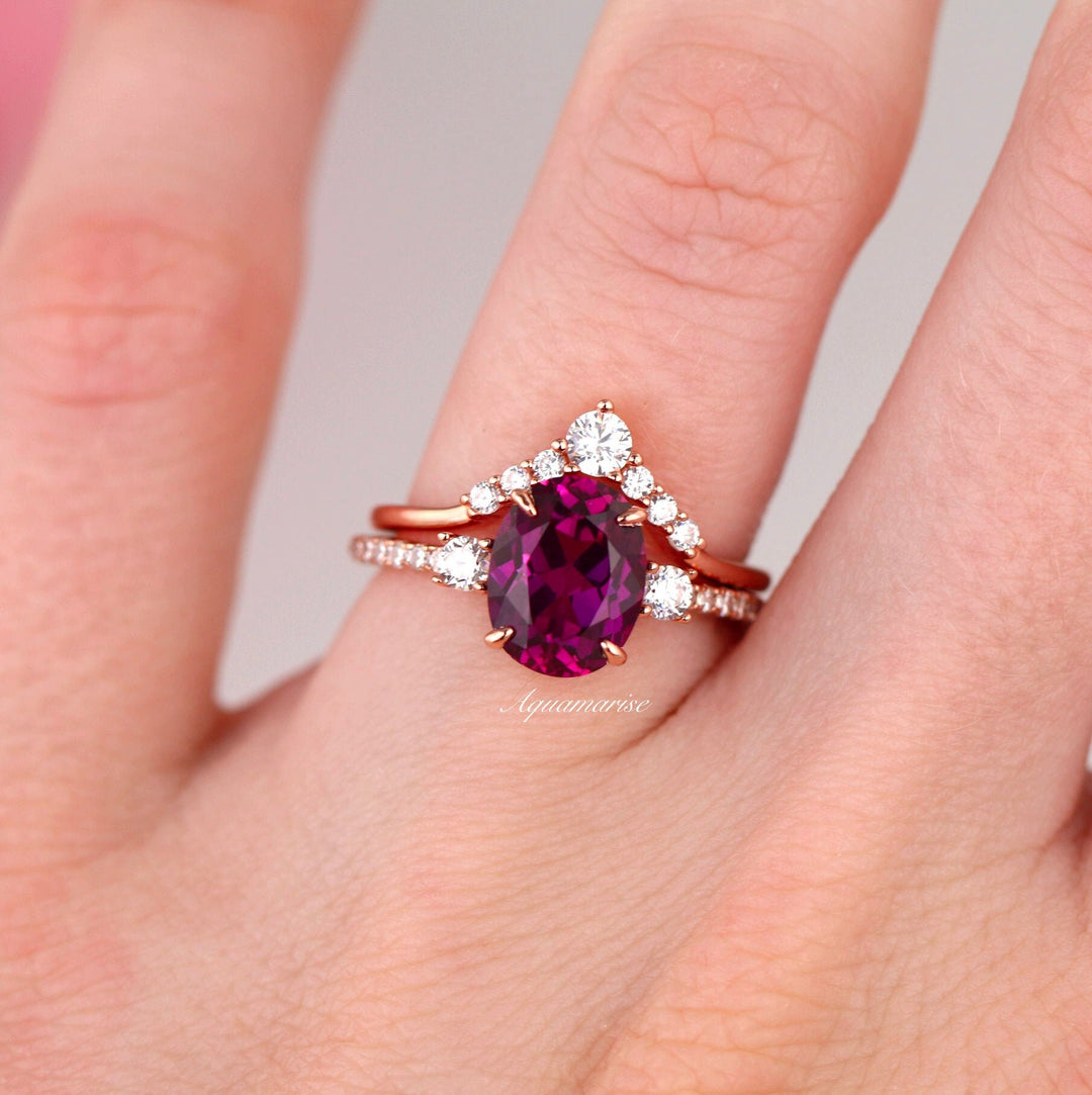 Bella Rubellite Tourmaline Ring Set- 14K Rose Gold Vermeil