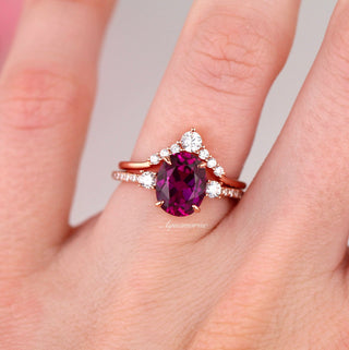 Bella Oval Cut Ruby Ring Set in 14K Rose Gold Vermeil