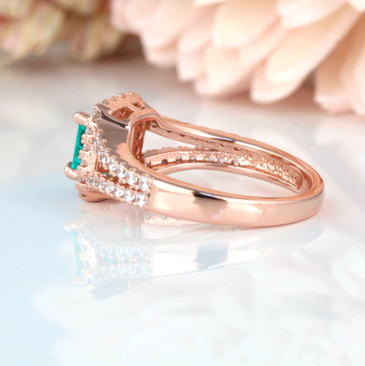 Split Shank Paraiba Tourmaline Ring- 14K Rose Gold Vermeil