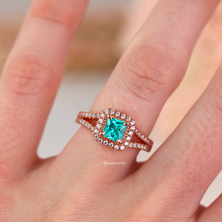 Split Shank Paraiba Tourmaline Ring- 14K Rose Gold Vermeil