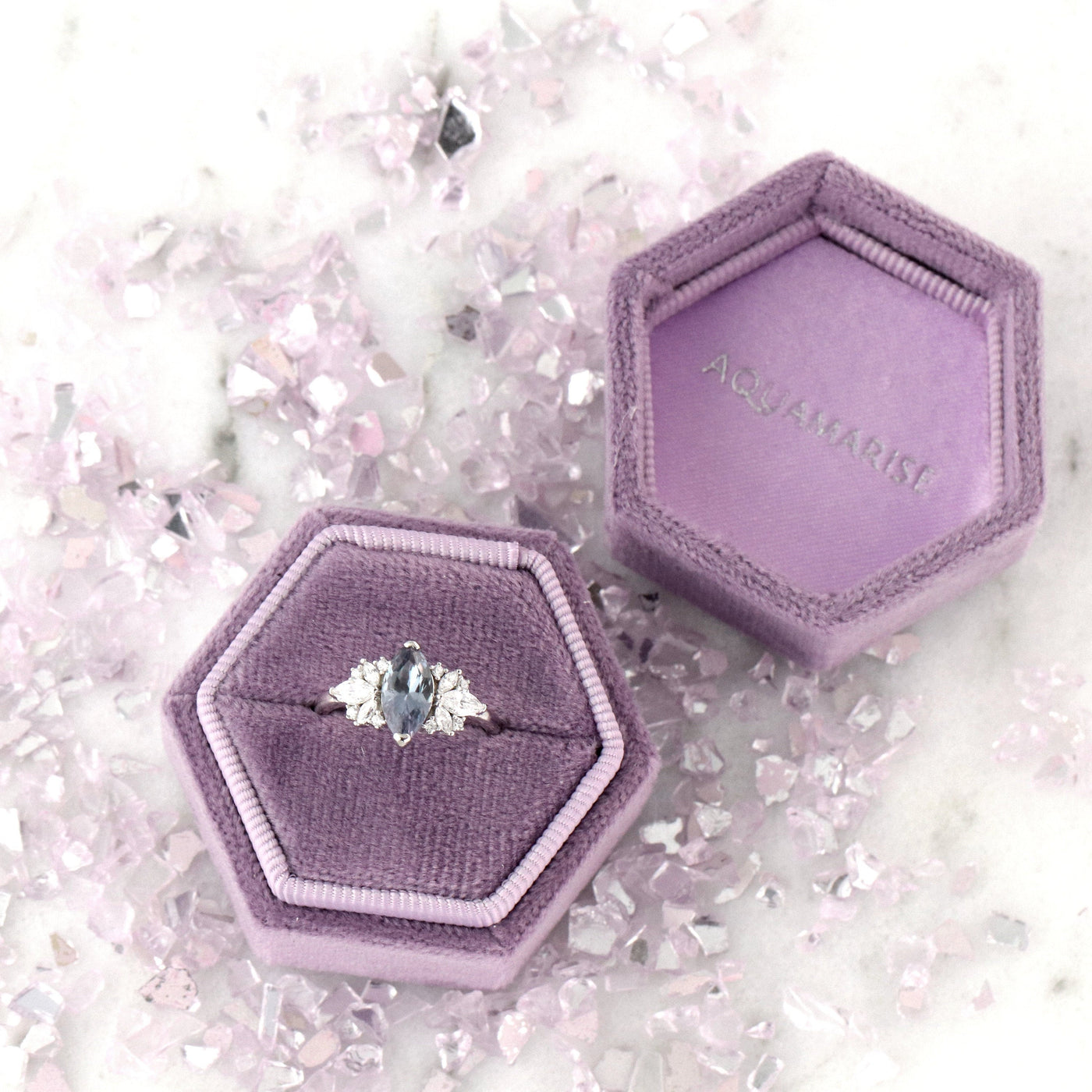Luxury Velvet Hexagon Ring Box