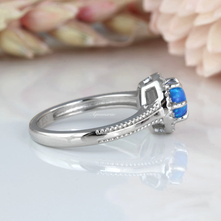 Ella Blue Fire Opal Ring- Sterling Silver