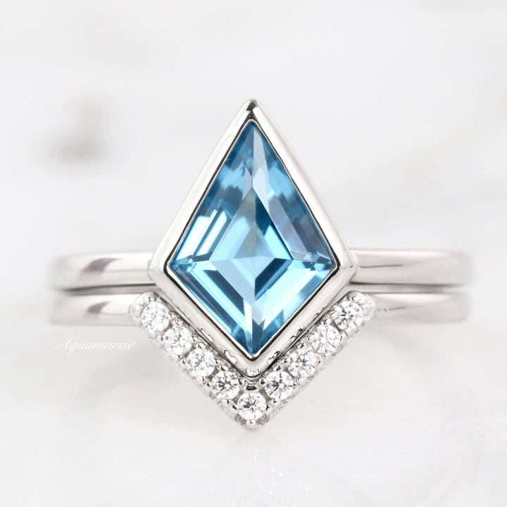 Kite Swiss Blue Topaz Ring Set- Sterling Silver