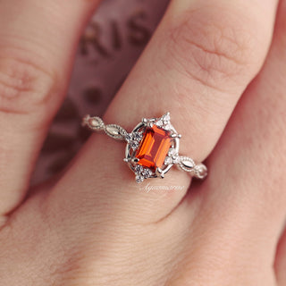 Padparadscha Sapphire Ring in Sterling Silver