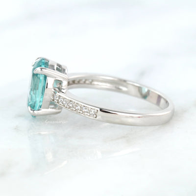 Ava Teal Sapphire Ring- Sterling Silver