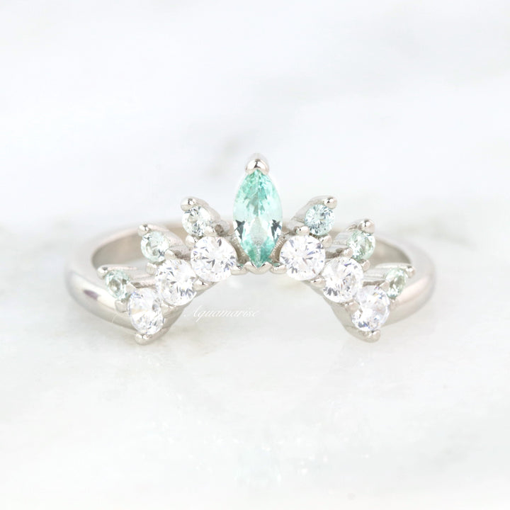 Crown Mint Green Sapphire Band- Sterling Silver