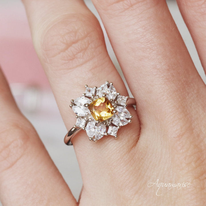 Magnolia Citrine Ring- Sterling Silver