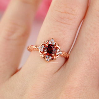 Garnet Ring- 14K Rose Gold Vermeil