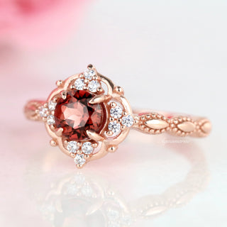 Garnet Ring- 14K Rose Gold Vermeil
