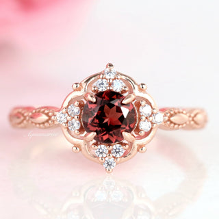 Garnet Ring- 14K Rose Gold Vermeil