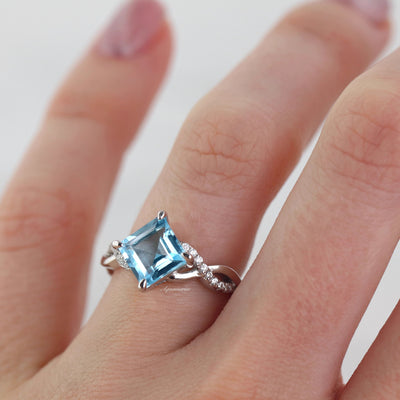 Sophia Aquamarine Ring- Sterling Silver