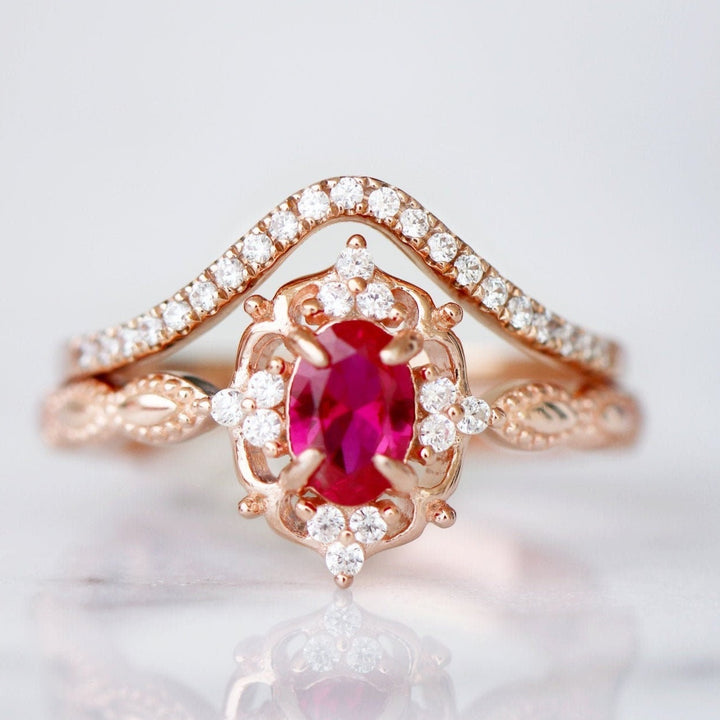 Claire Ruby Ring- 14K Rose Gold Vermeil