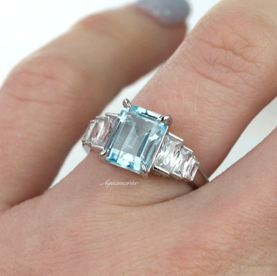 Mia Aquamarine Ring- Sterling Silver