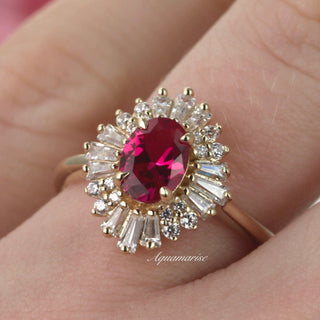 Victoria Vintage Ruby Ring in 14K Yellow Gold Vermeil