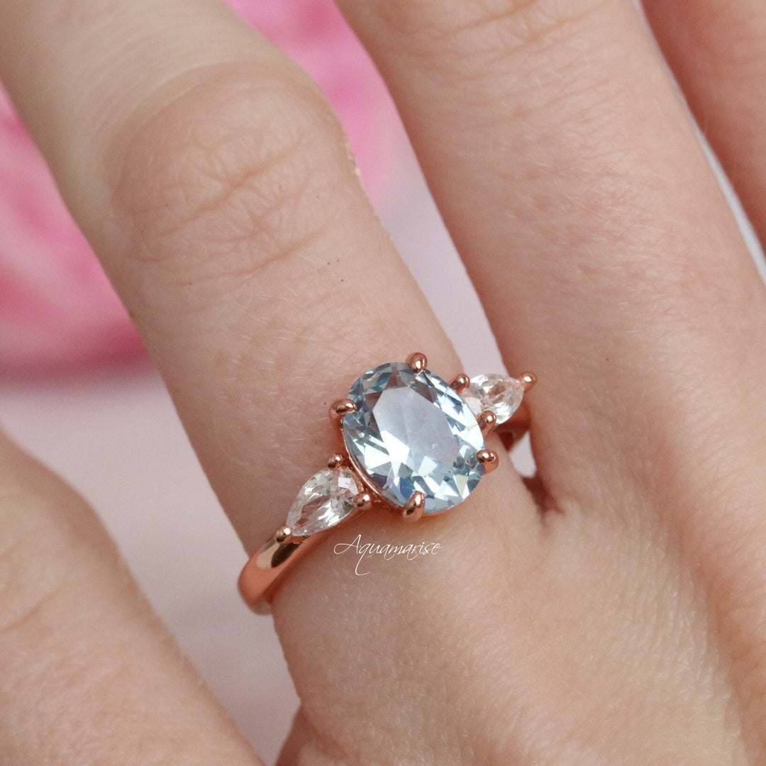 Olivia Aquamarine Ring- 14K Rose Gold Vermeil