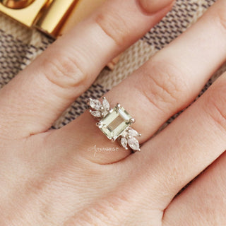Eva Natural Light Green Amethyst Ring in Sterling Silver
