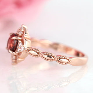 Garnet Ring- 14K Rose Gold Vermeil