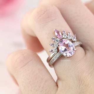 Ava Lab-Grown Pink Sapphire Engagement Ring in Sterling Silver