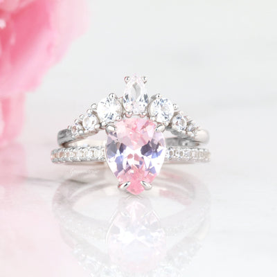Zara Pink Sapphire Ring Set- Sterling Silver