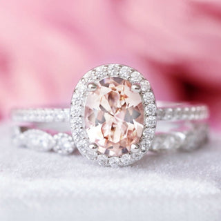 Iris Oval Morganite Ring in Sterling Silver