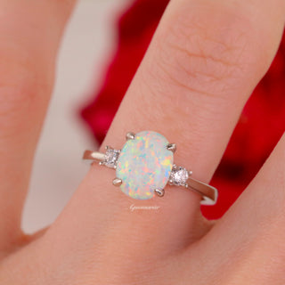Everly White Fire Opal Ring in Sterling Silver