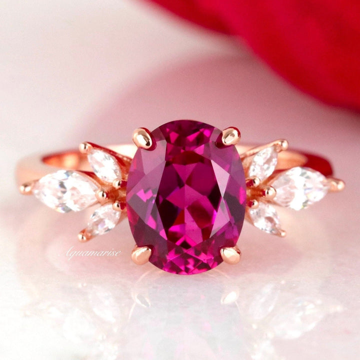 Eva Rubellite Tourmaline Ring- 14K Rose Gold Vermeil