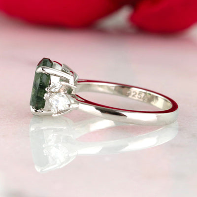 Eva Green Rutilated Quartz Ring-  Sterling Silver
