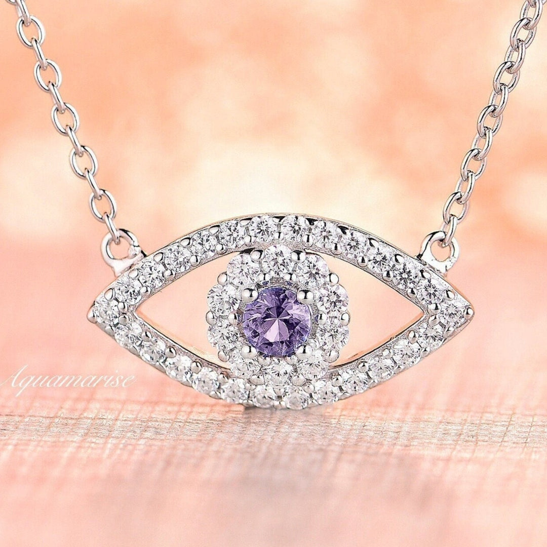 Evil Eye Tanzanite Necklace- Sterling Silver