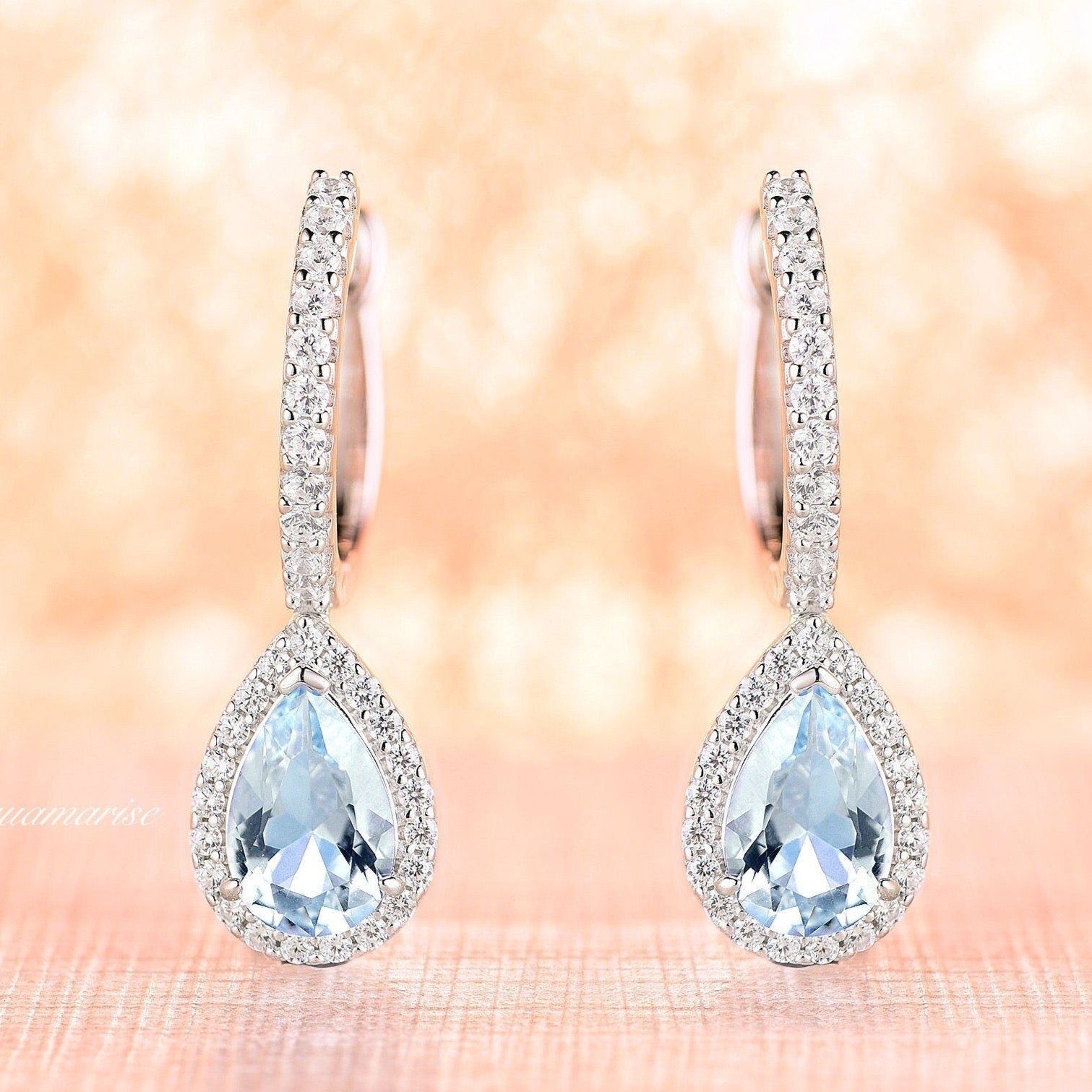 Sterling store Silver with Aquamarine hanging earrings