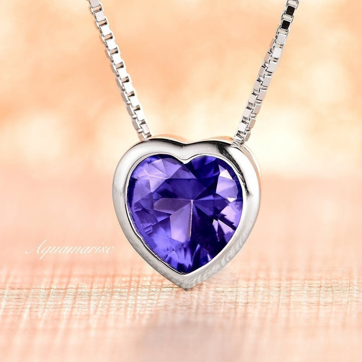 Heart Tanzanite Necklace- Sterling Silver