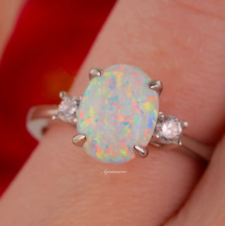 Everly White Fire Opal Ring in Sterling Silver