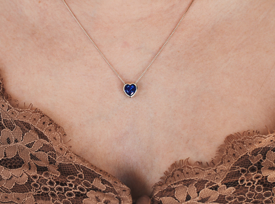 Heart Tanzanite Necklace- Sterling Silver