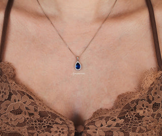 Vera Teardrop Sapphire Necklace in Sterling Silver