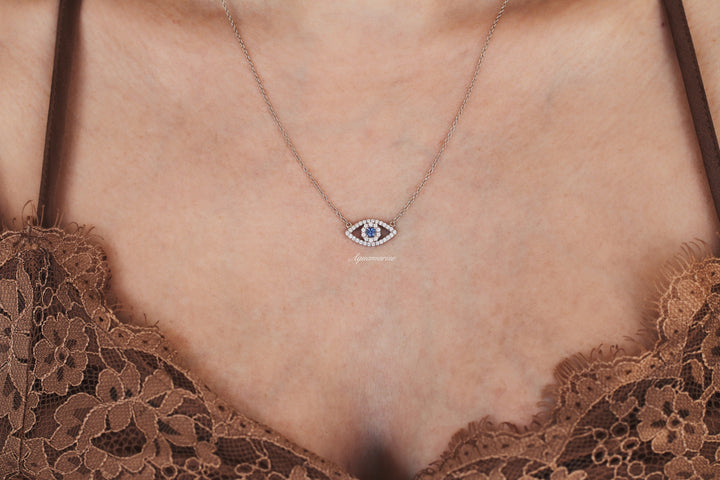 Evil Eye Alexandrite Necklace- Sterling Silver