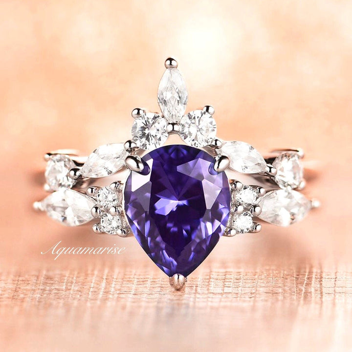 Evelyn Tanzanite Ring Set- Sterling Silver