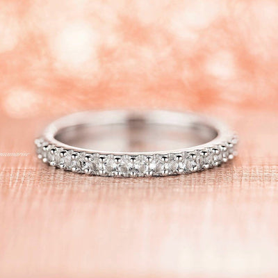 Simulated Diamond Wedding Band- Sterling Silver