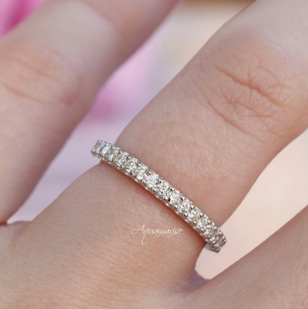 2MM Diamond Wedding Band- 14K White Gold