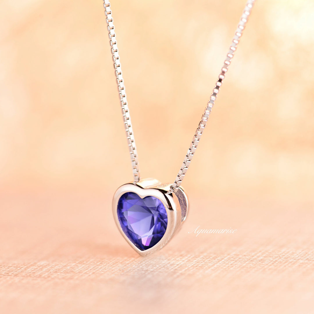 Heart Tanzanite Necklace- Sterling Silver