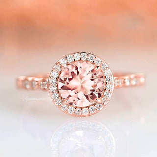 Vintage Morganite Ring- 14K Rose Gold Vermeil
