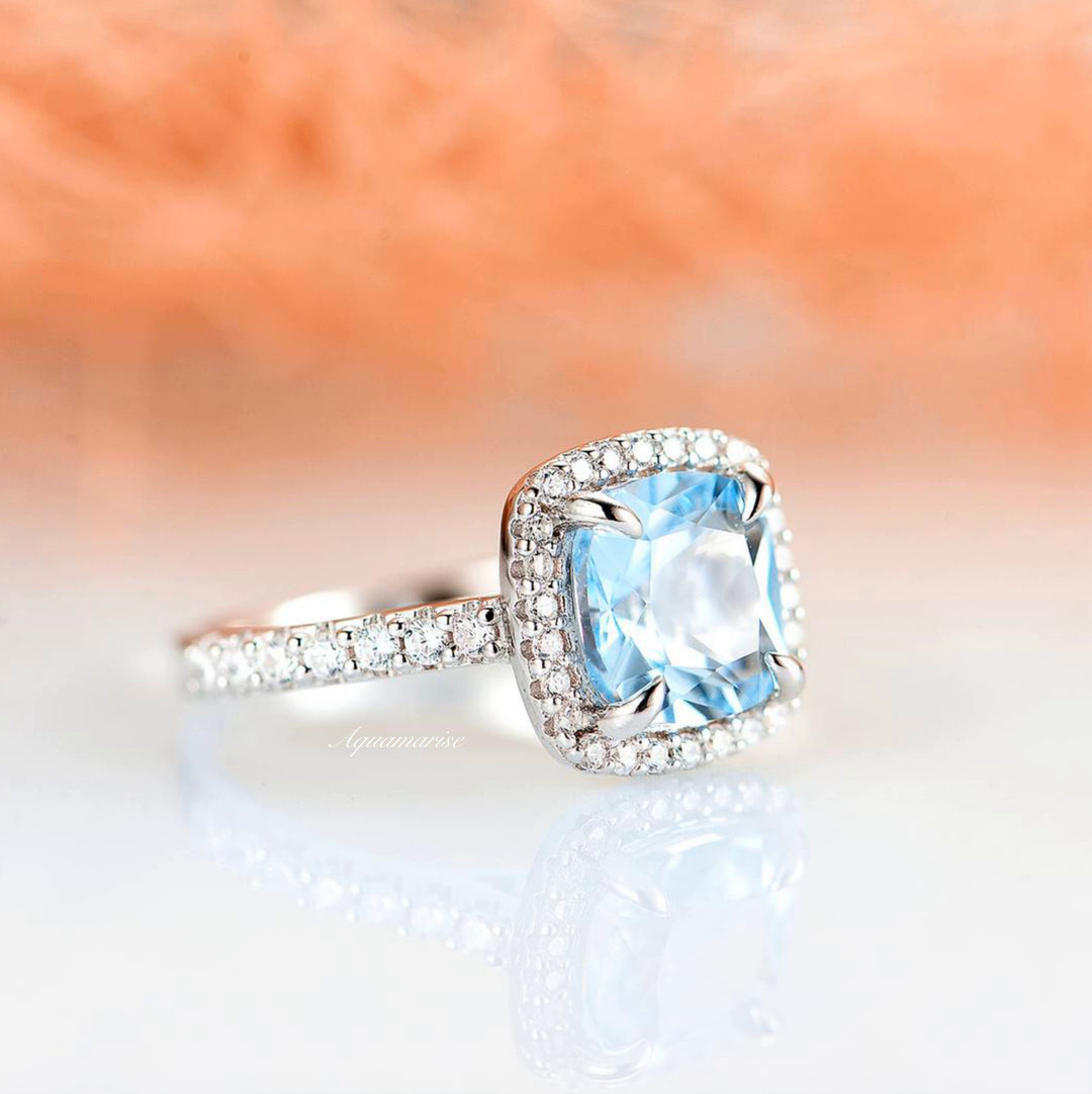 Belle Aquamarine Ring- Sterling Silver