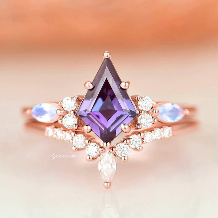 Skye Kite™  Alexandrite & Moonstone Ring Set- 14K Rose Gold Vermeil