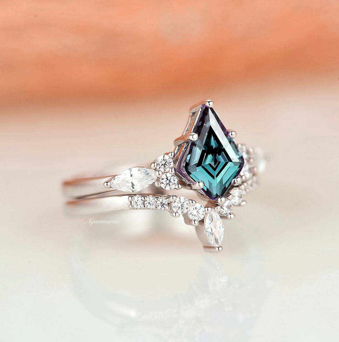 Skye Kite™  Alexandrite Engagement Ring Set- 14K White Gold