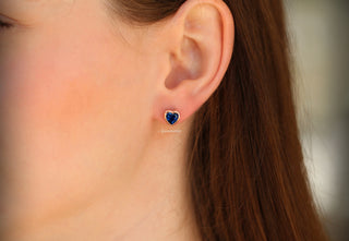 Heart Sapphire Stud Earrings in 14K Rose Gold Vermeil