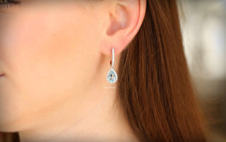 Vera Aquamarine Teardrop Dangle Earrings in Sterling Silver