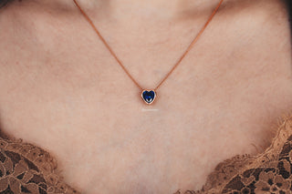 Heart Sapphire Necklace in 14K Rose Gold Vermeil