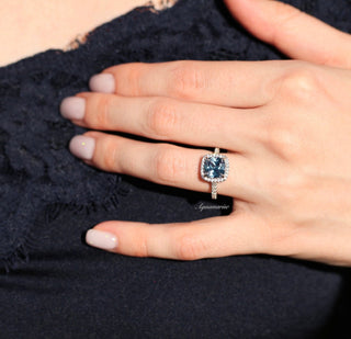 Belle Cushion Cut Alexandrite Ring in Sterling Silver