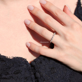 White Sapphire Vintage Wedding Band in Sterling Silver