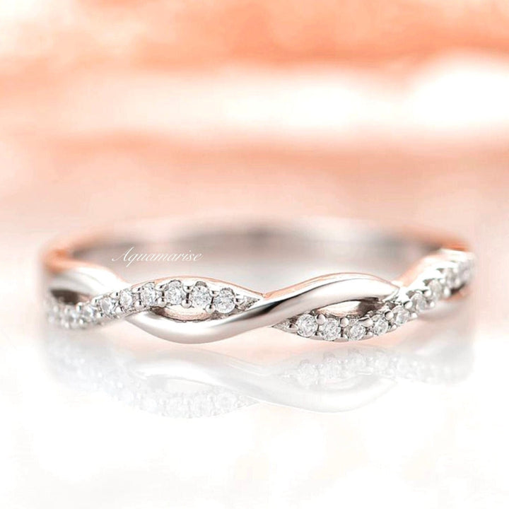 Petite Twisted Vine Diamond Band - Sterling Silver